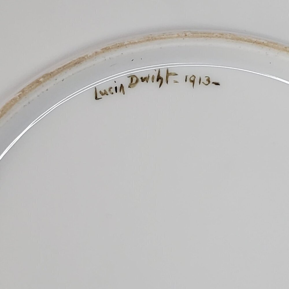 Antique Lucin Dwiht 1913 Porcelain Dinner Plate With Violet Floral & Gold Trim - Picture 8 of 11